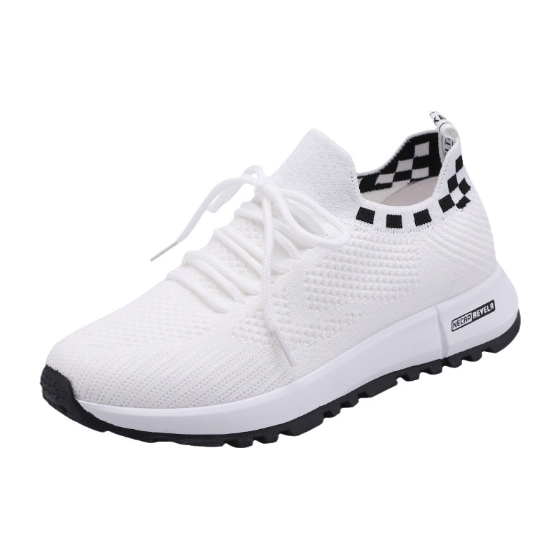 Spring and summer women's shoes with soft soles, durable and lightweight, white shoes, fashionable and trendy, fly woven mesh running shoes, casual shoes image 3