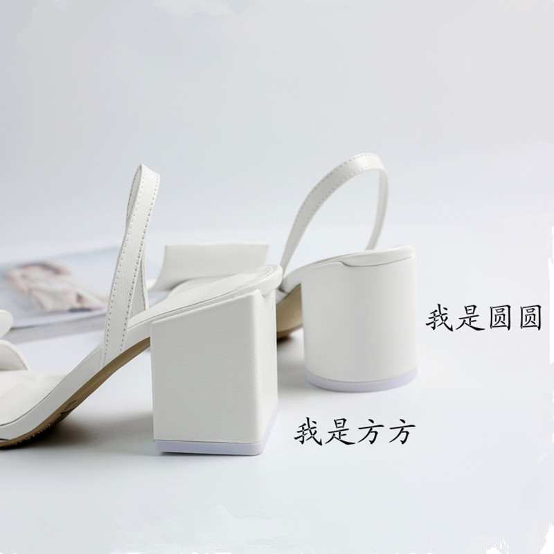 Square heel sandals for women, Roman square, trendy, personalized, thick heel, back strap, white sandals in image 7