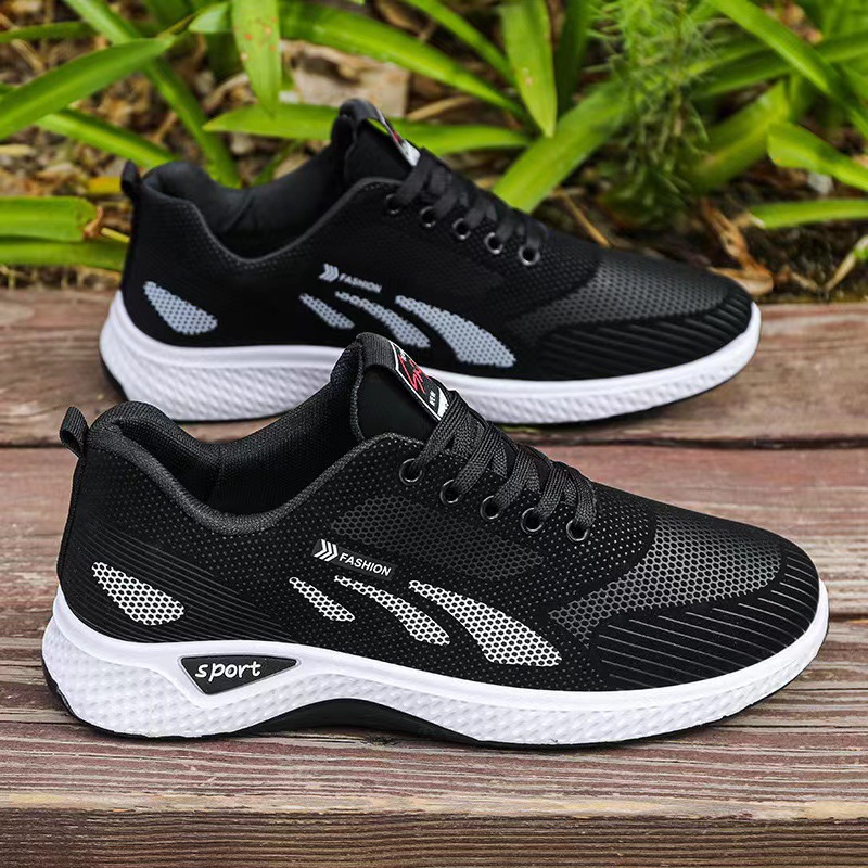 Men's shoes, trendy shoes, spring and summer waterproof and anti slip shoes, casual shoes, soft soled running shoes, black mesh sports shoes for men image 5