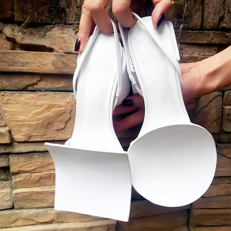 Square heel sandals for women, Roman square, trendy, personalized, thick heel, back strap, white sandals in