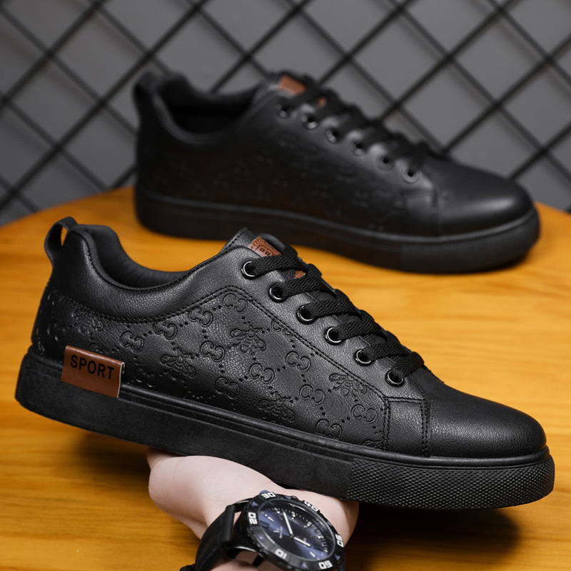 round headed youth trendy black casual shoes for men image 3
