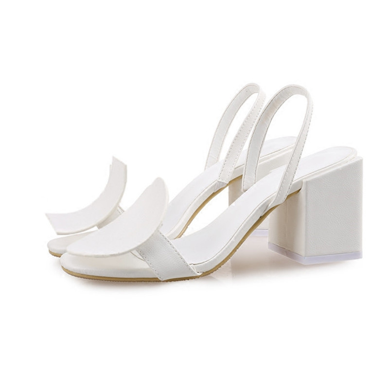 Square heel sandals for women, Roman square, trendy, personalized, thick heel, back strap, white sandals in image 5