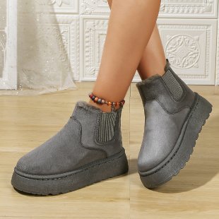 Winter Women Short Plush Warm Snow Boots Casual Shoes Suede Fur Chelsea Ankle Boots Flats Platform Ladies Shoes Botas image 4