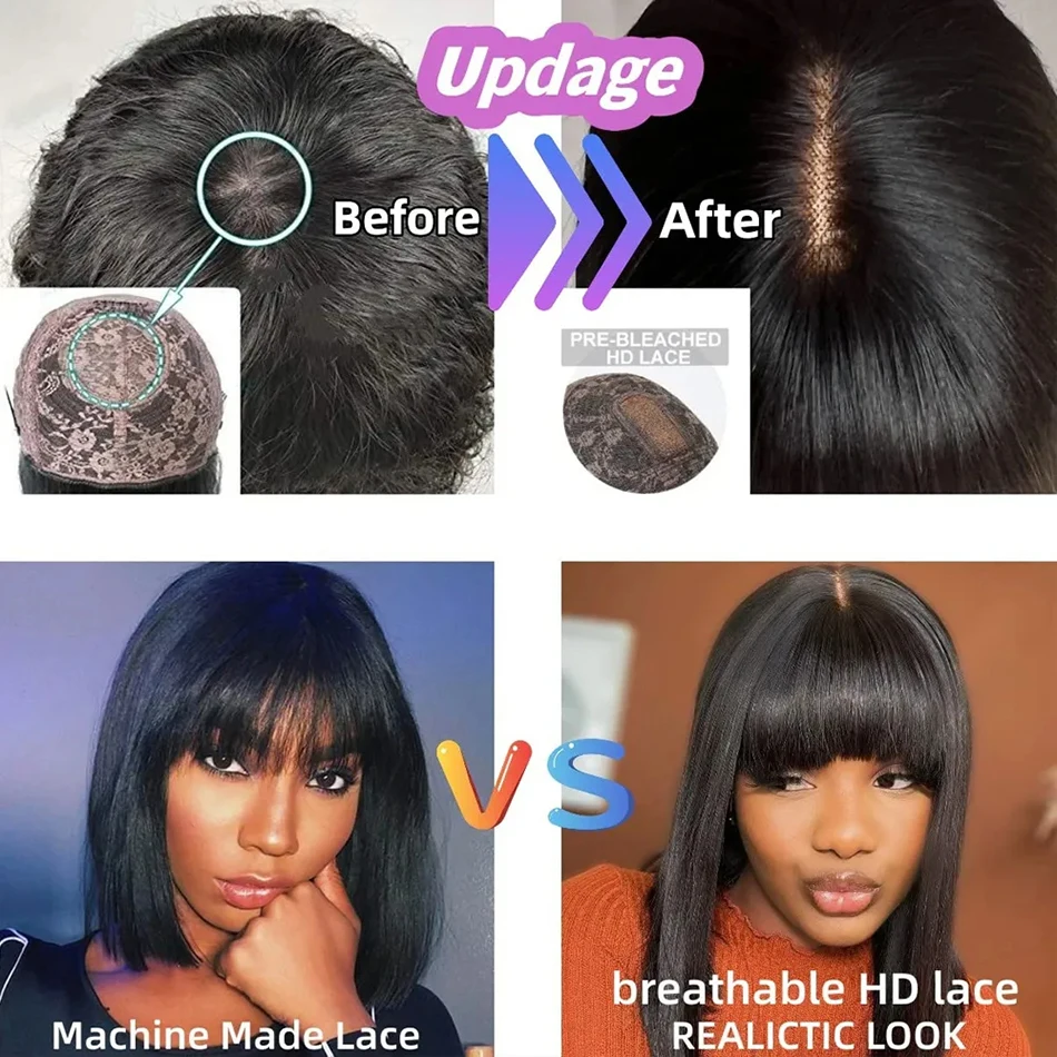 Before and after showing a more natural lace middle part