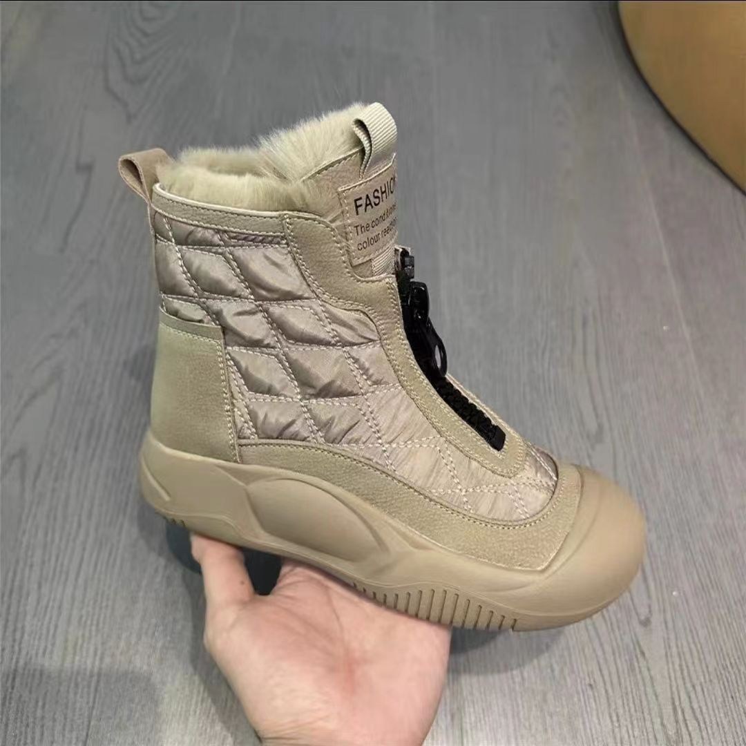 Retro versatile snow boots, soft soled waterproof cotton shoes with thick velvet, warm and high top women's shoes image 3