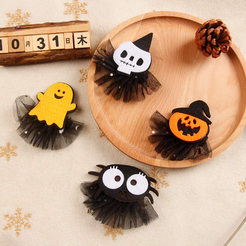 Halloween hair clip, Ghost Festival pumpkin headwear, holiday supplies, mesh, small monster hair clip, funny small gift
