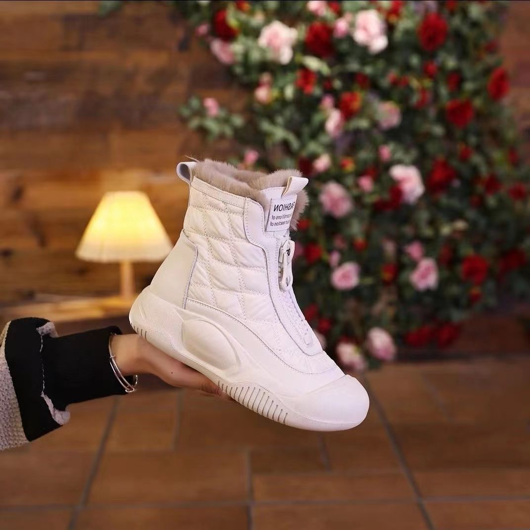 Retro versatile snow boots, soft soled waterproof cotton shoes with thick velvet, warm and high top women's shoes image 4