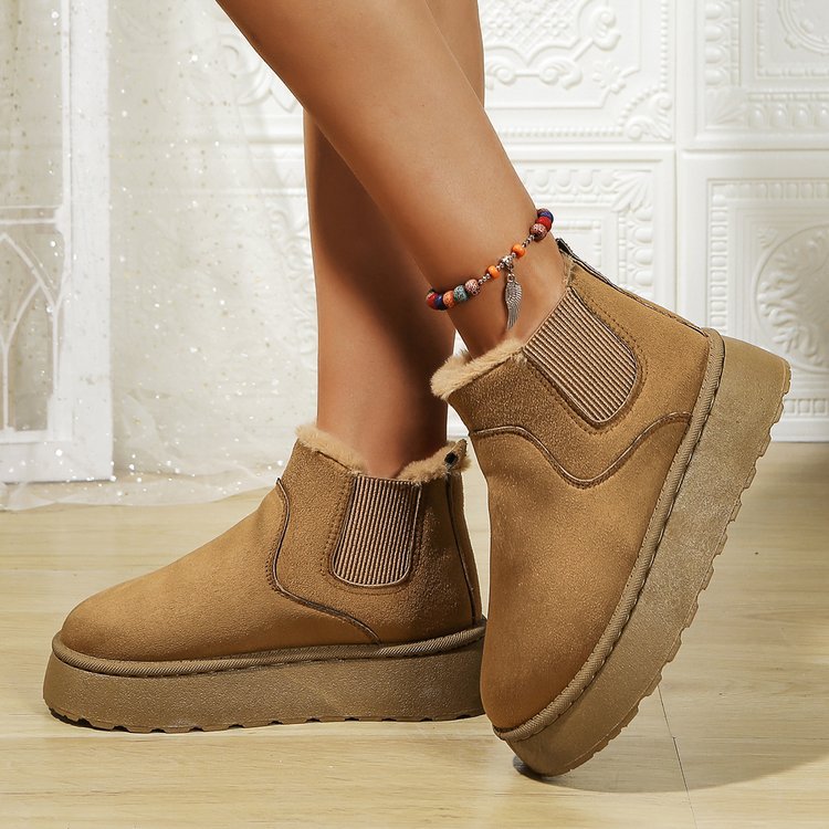 Winter Women Short Plush Warm Snow Boots Casual Shoes Suede Fur Chelsea Ankle Boots Flats Platform Ladies Shoes Botas image 10