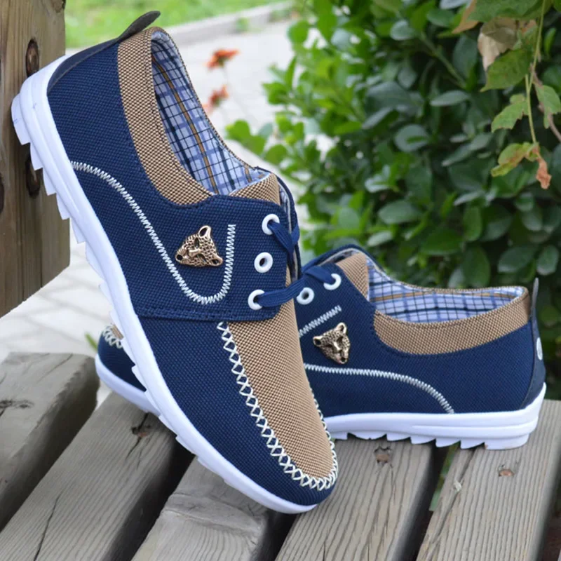 Men Casual Sneakers Flat Canvas Shoes for Men Spring Summer Comfortable Male Sneakers Soft Driving Footwear Peas Shoes