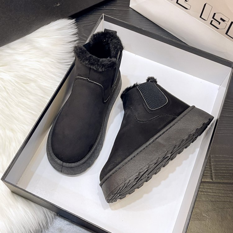 Winter Women Short Plush Warm Snow Boots Casual Shoes Suede Fur Chelsea Ankle Boots Flats Platform Ladies Shoes Botas image 3
