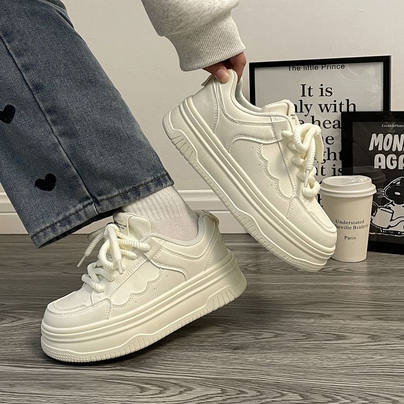Ins trendy versatile bread shoes niche casual white shoes for students image 5