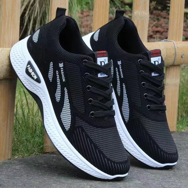 Men's shoes, trendy shoes, spring and summer waterproof and anti slip shoes, casual shoes, soft soled running shoes, black mesh sports shoes for men image 7