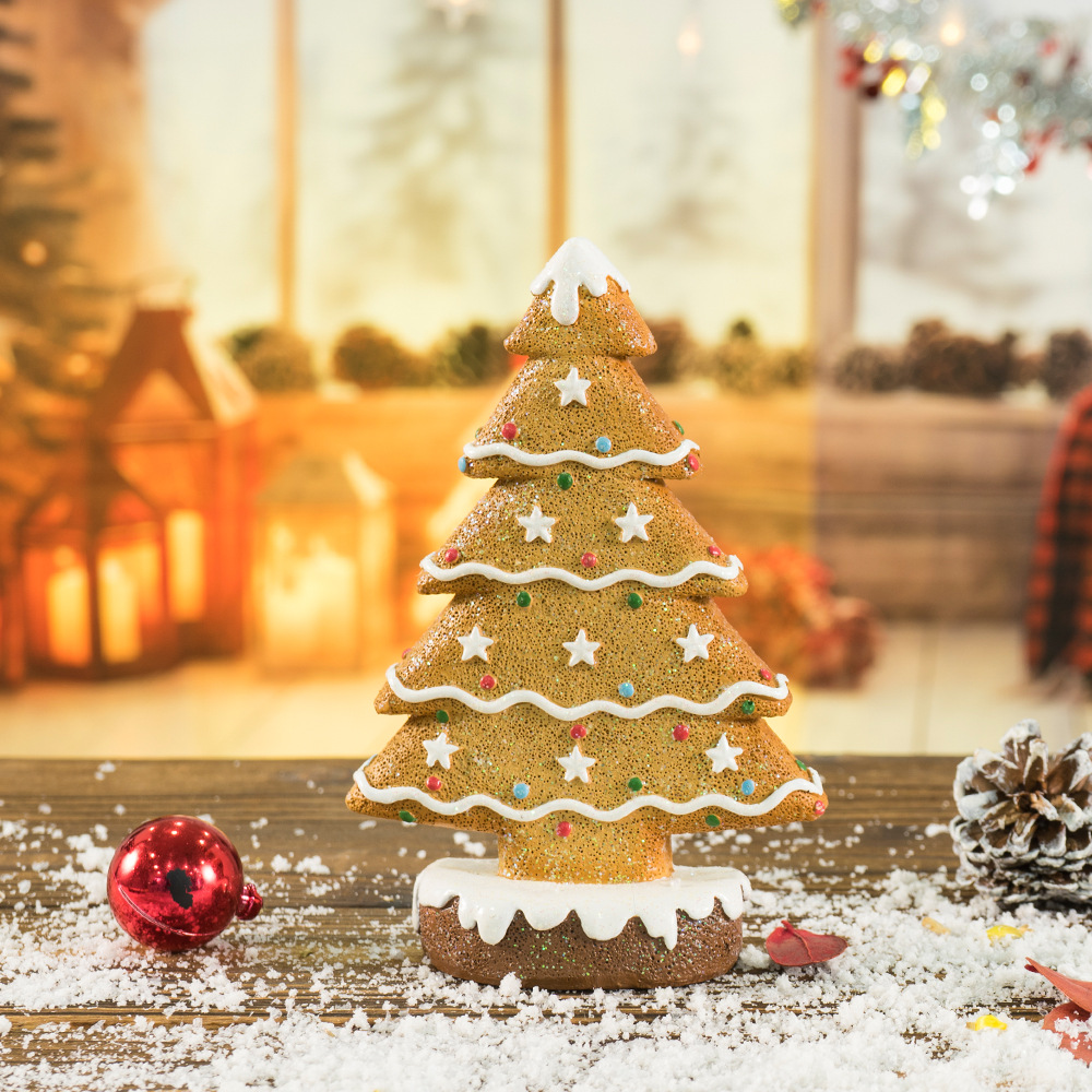 Christmas decoration gingerbread, Christmas tree cookies, desktop ornaments, creative scene arrangement, resin decoration