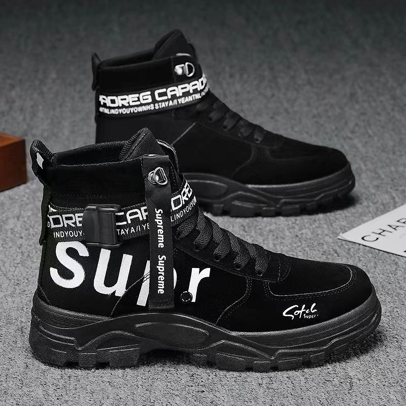 Martin boots, British style casual men's autumn versatile round toe frosted high cut work boots, men's shoes boots image 4