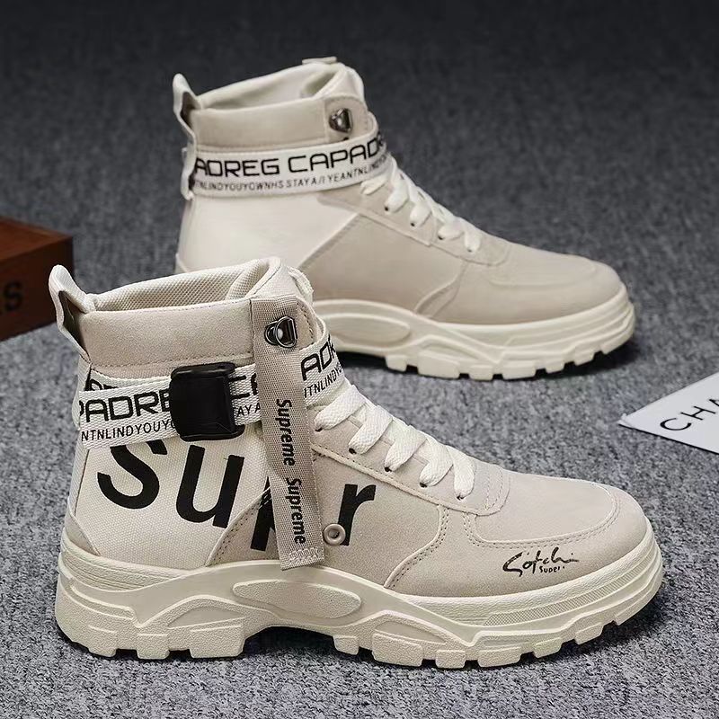 Martin boots, British style casual men's autumn versatile round toe frosted high cut work boots, men's shoes boots image 3