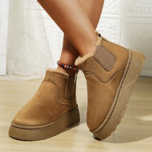 Winter Women Short Plush Warm Snow Boots Casual Shoes Suede Fur Chelsea Ankle Boots Flats Platform Ladies Shoes Botas image 6