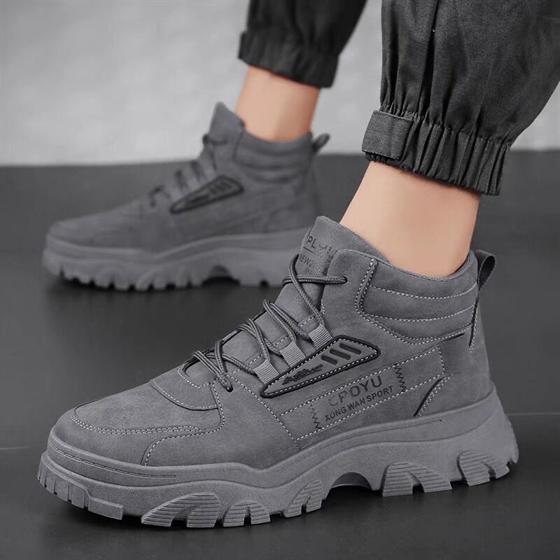 Breathable high top workwear shoes for men anti slip and wear-resistant sports and leisure safety shoes image 4