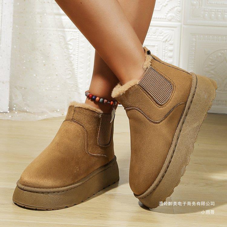 Winter Women Short Plush Warm Snow Boots Casual Shoes Suede Fur Chelsea Ankle Boots Flats Platform Ladies Shoes Botas image 8
