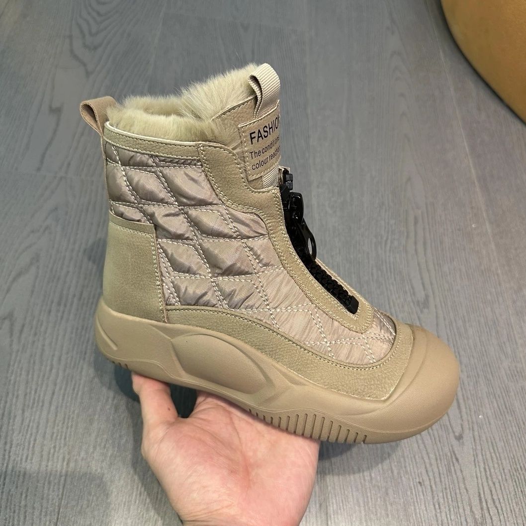Retro versatile snow boots, soft soled waterproof cotton shoes with thick velvet, warm and high top women's shoes image 8