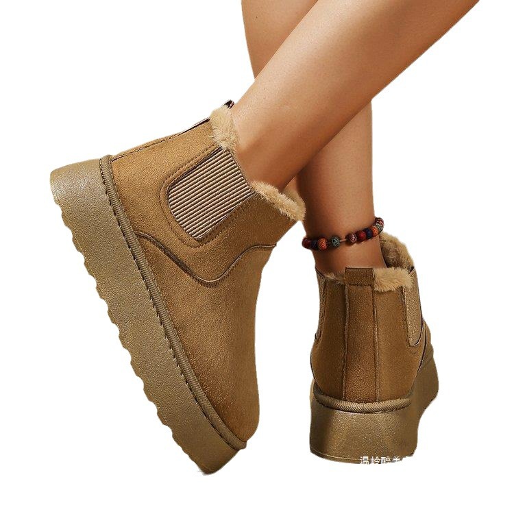 Winter Women Short Plush Warm Snow Boots Casual Shoes Suede Fur Chelsea Ankle Boots Flats Platform Ladies Shoes Botas image 7