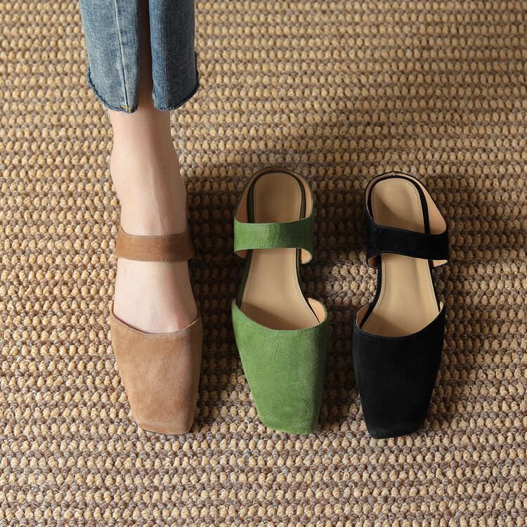 Korean version simple retro flat toe flip flops with half drag M ü ller shoes image 5