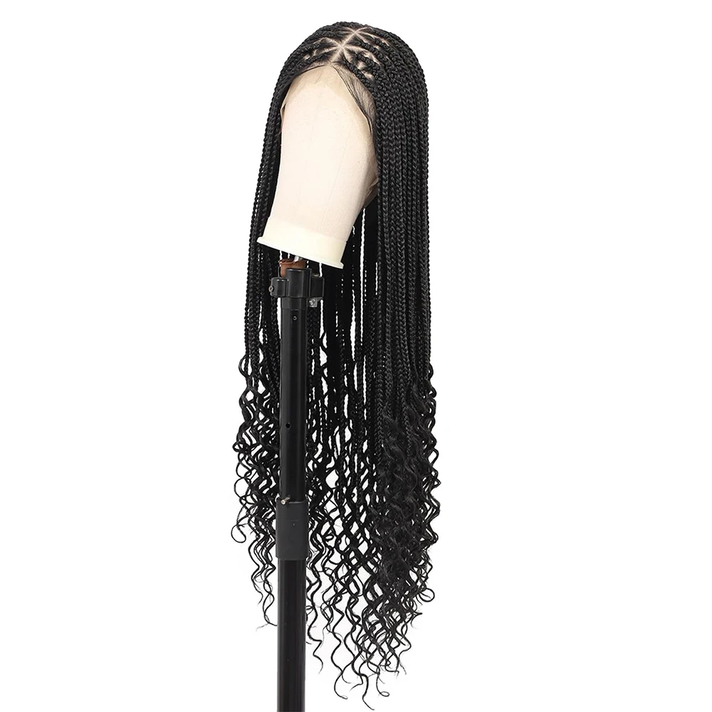 Close view of matte braids and defined curly ends