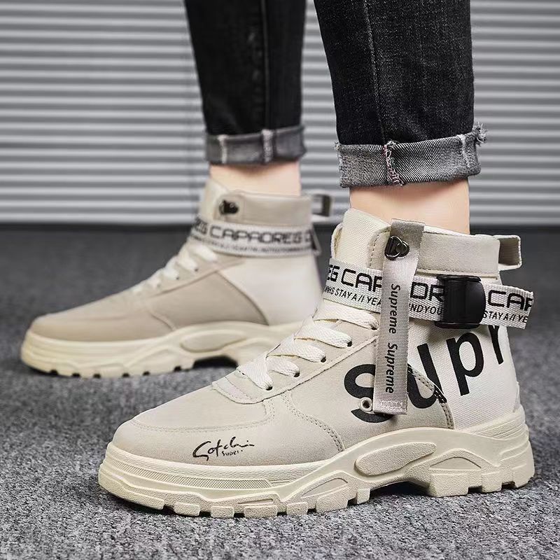 Martin boots, British style casual men's autumn versatile round toe frosted high cut work boots, men's shoes boots image 6