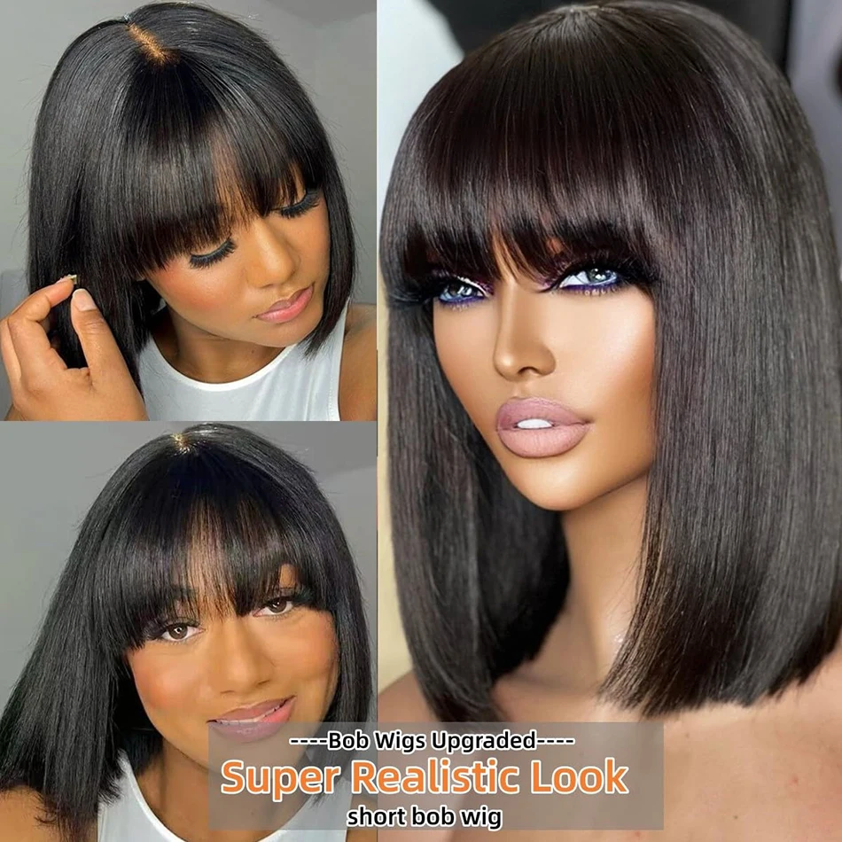 Short bob wig shown in detailed construction view