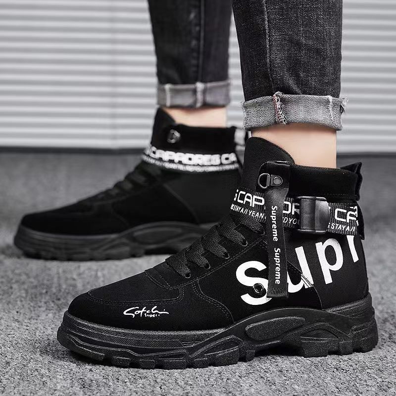 Martin boots, British style casual men's autumn versatile round toe frosted high cut work boots, men's shoes boots image 7