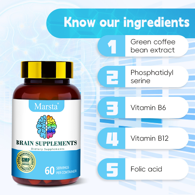 Marsta bottle with numbered callout of five key ingredients