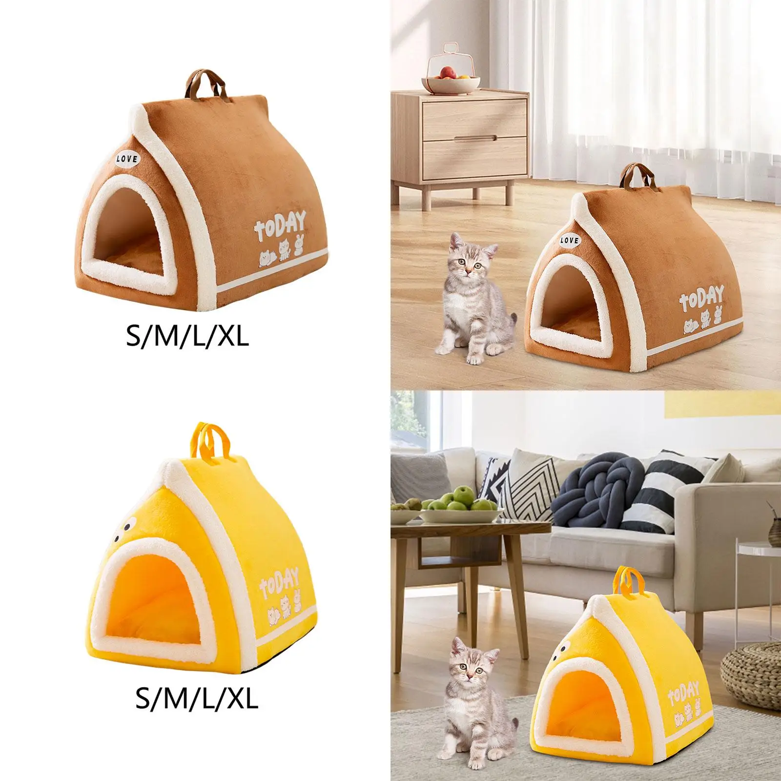 Indoor Pet Tent with Handle Washable 2 in 1 Dog Cat Bed for Kitten Indoor Cats Kittens Small and Medium Sized Dog Pet Supplies