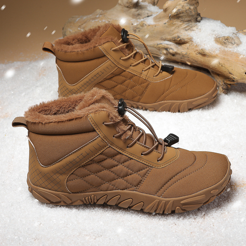 Men's and women's couples outdoor non-slip hiking warm cotton shoes mid-cut wear-resistant plus wool boots cold-resistant hiking shoes image 9