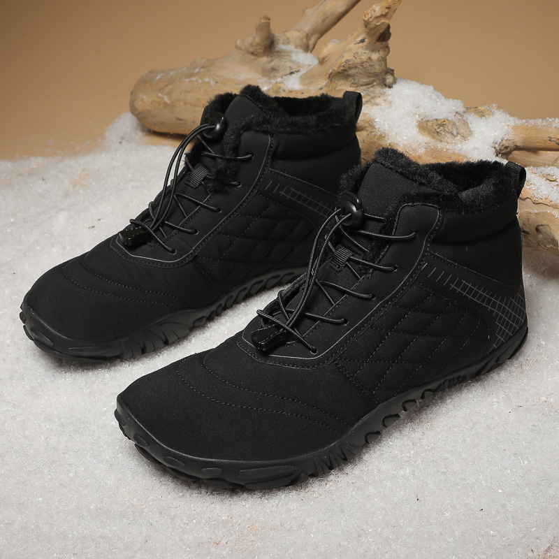 Men's and women's couples outdoor non-slip hiking warm cotton shoes mid-cut wear-resistant plus wool boots cold-resistant hiking shoes image 7