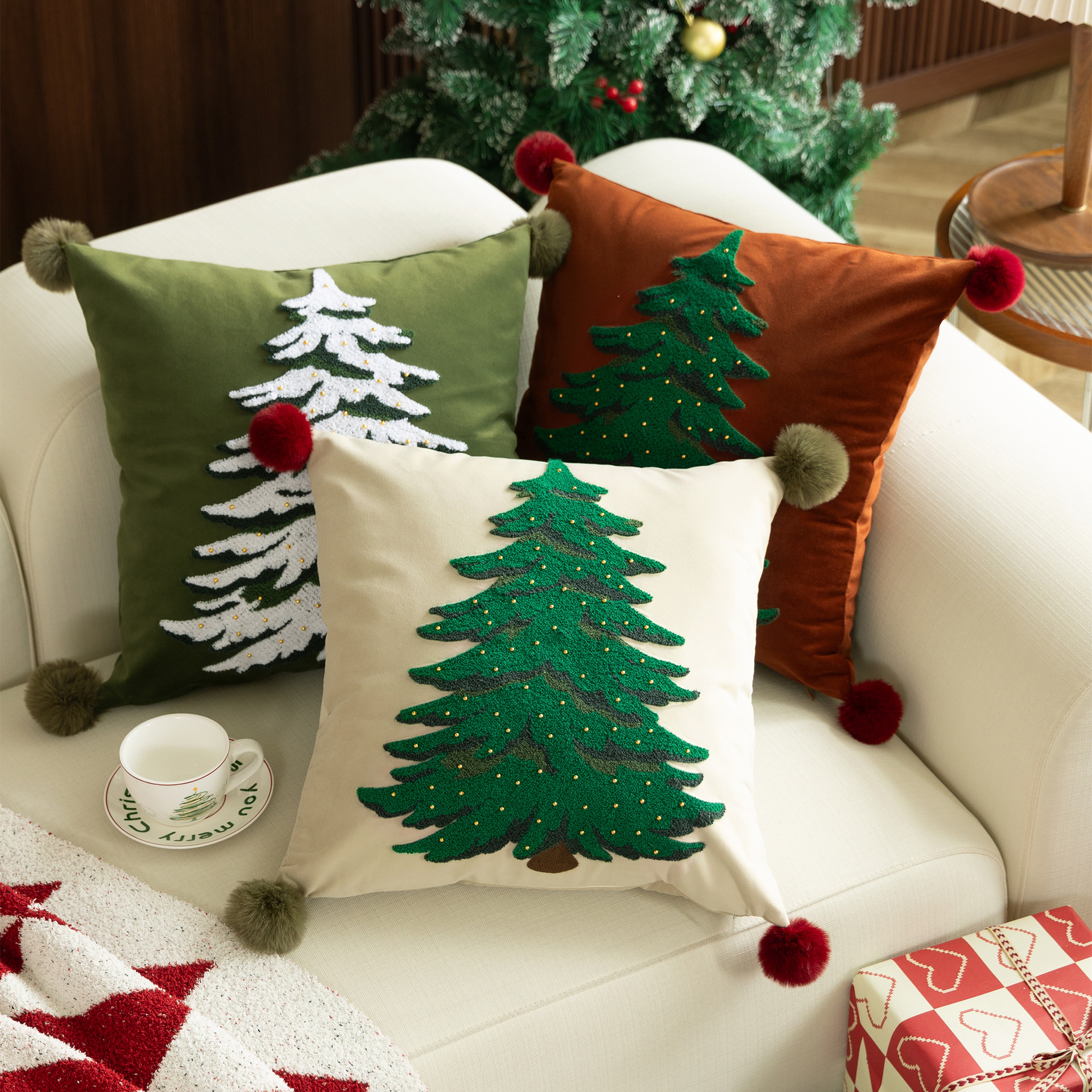 Cojín Decorativo Navidad Función Principal Cubierta de Almohada Atributo 1 Estilo Americano Atributo 2 Material Terciopelo Bebé Atributo 3 Tamaño 45x45cm