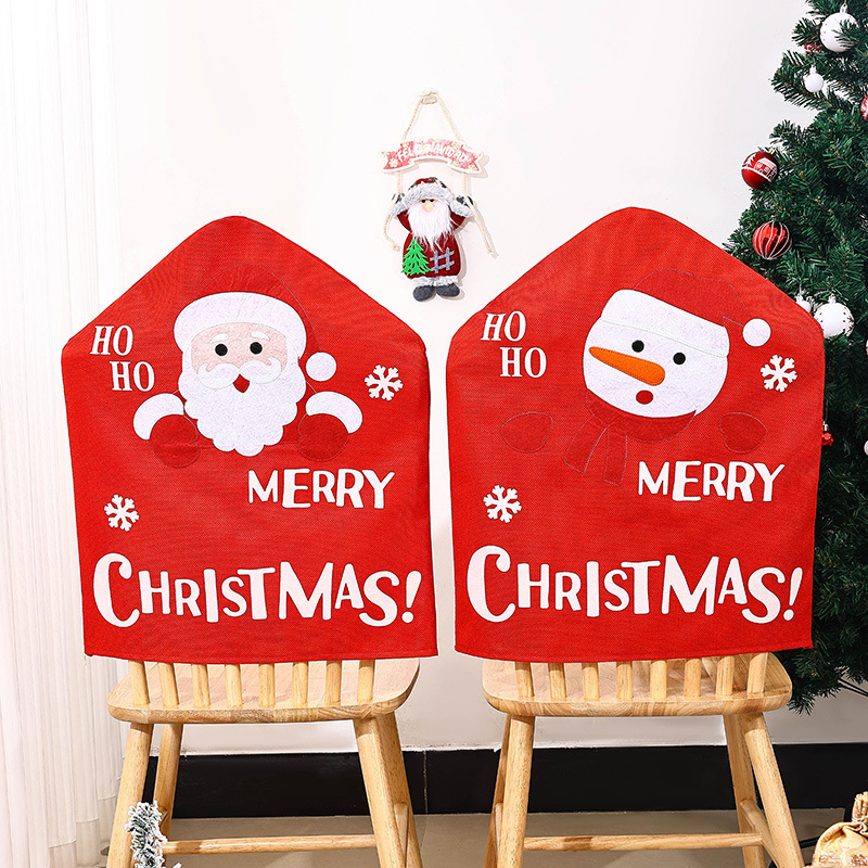 Christmas decorations cartoon Santa Claus snowman chair cover hoho figurine chair cover dining table Christmas decoration