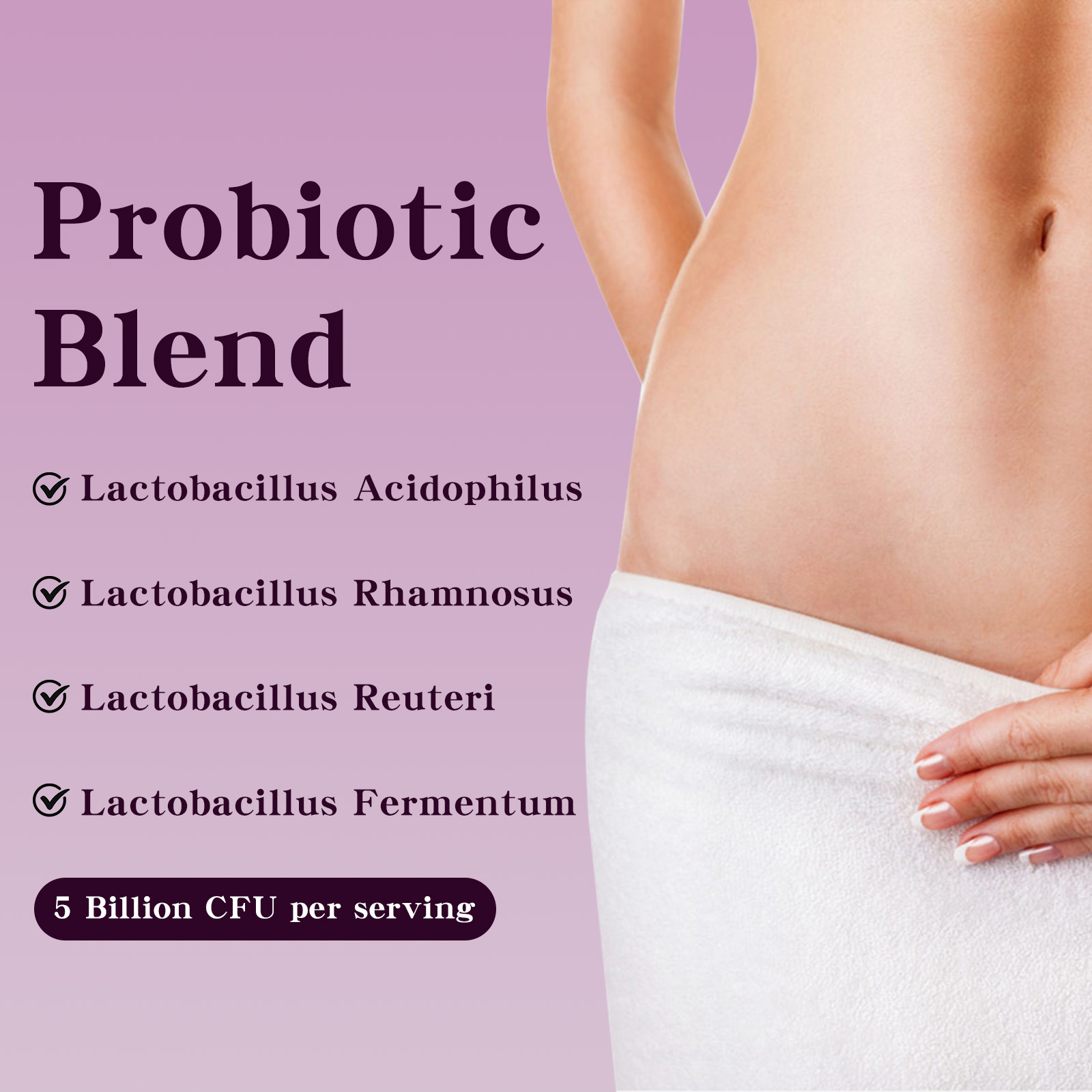 Ingredient label showing four Lactobacillus strains and 5 billion CFU details