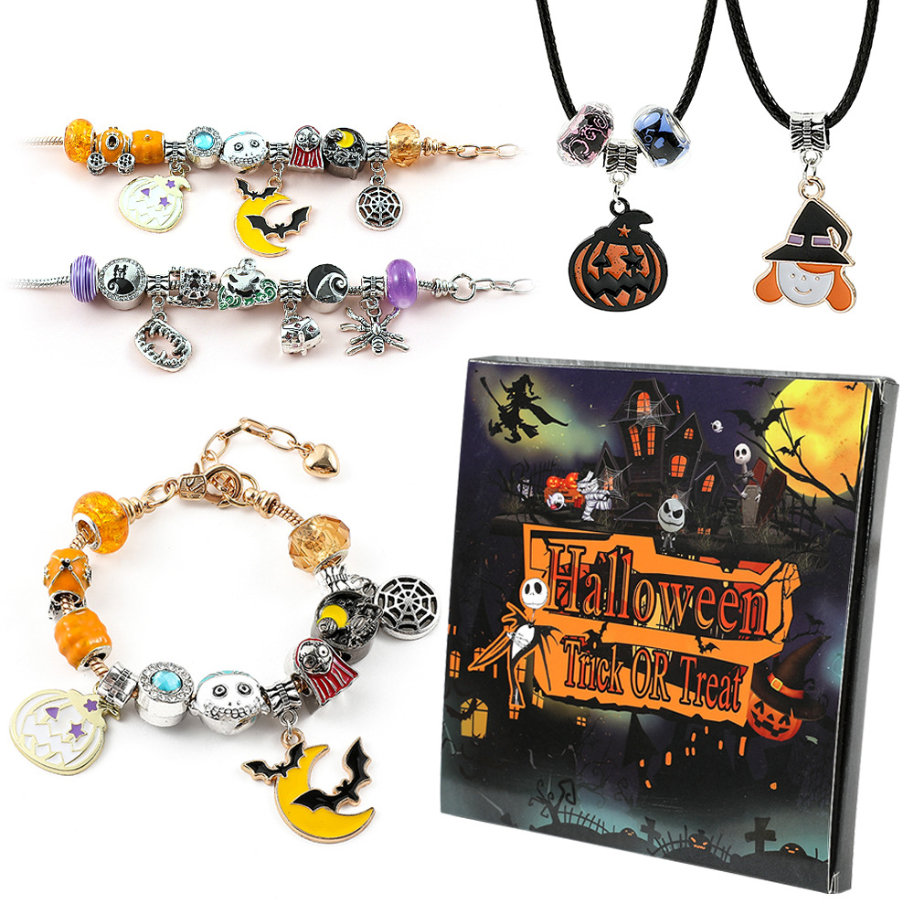Halloween children DIY large hole bead bracelet bracelet necklace gift box blind box set accessories