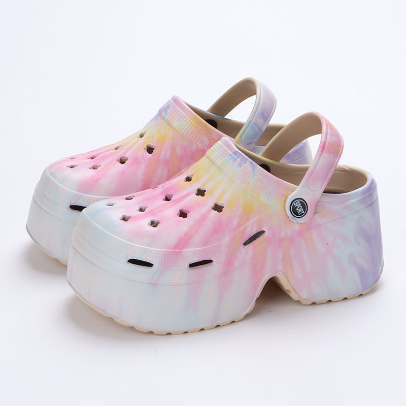 Cave shoes for women in summer, leopard print height increasing thick soled Southeast Asian beach garden shoes, cool slippers for outdoor wear image 6