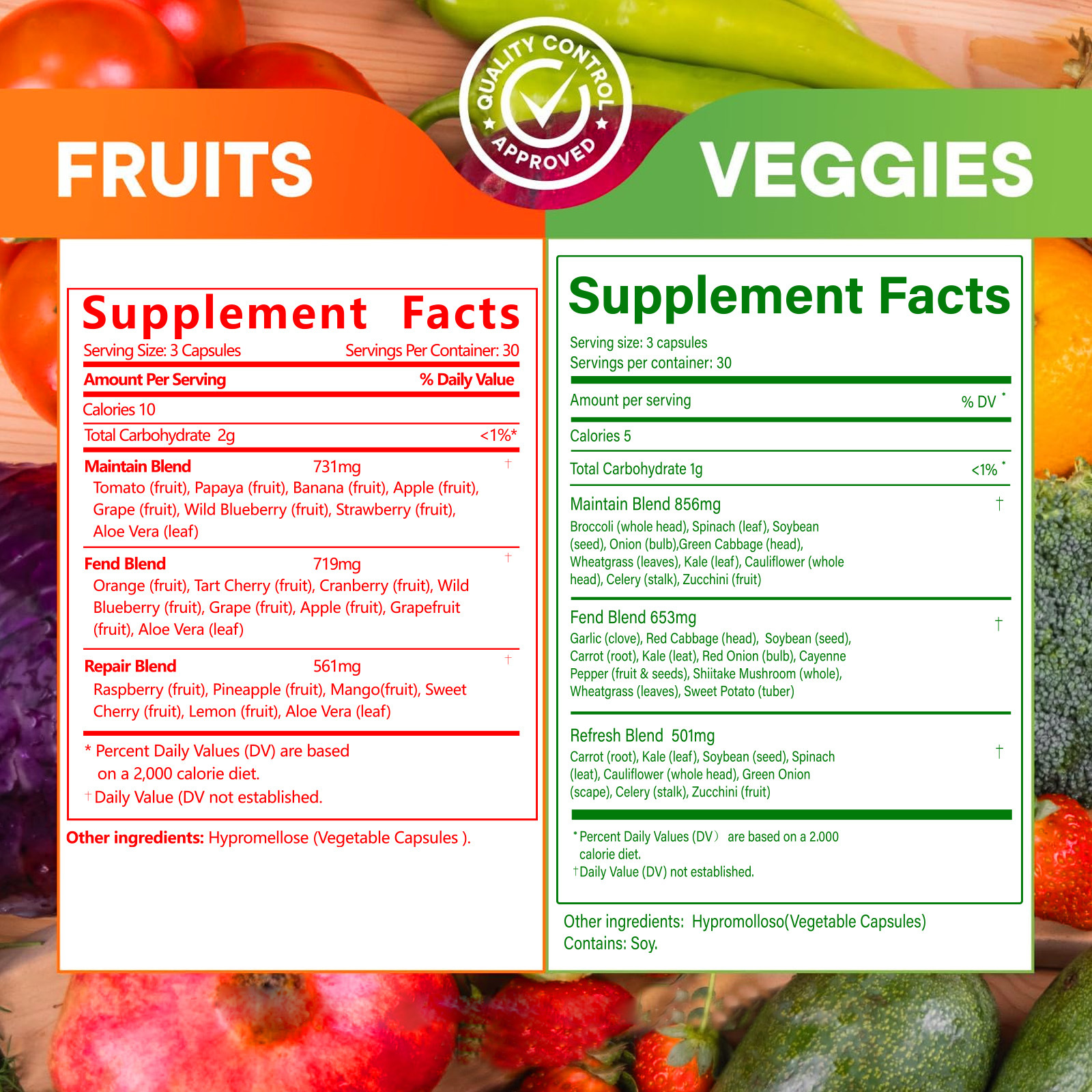 Close-up of Supplement Facts panel with detailed ingredient breakdown, showcasing transparency