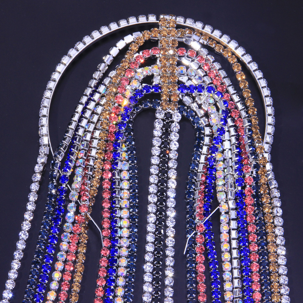 Close view of layered reflective crystal strands