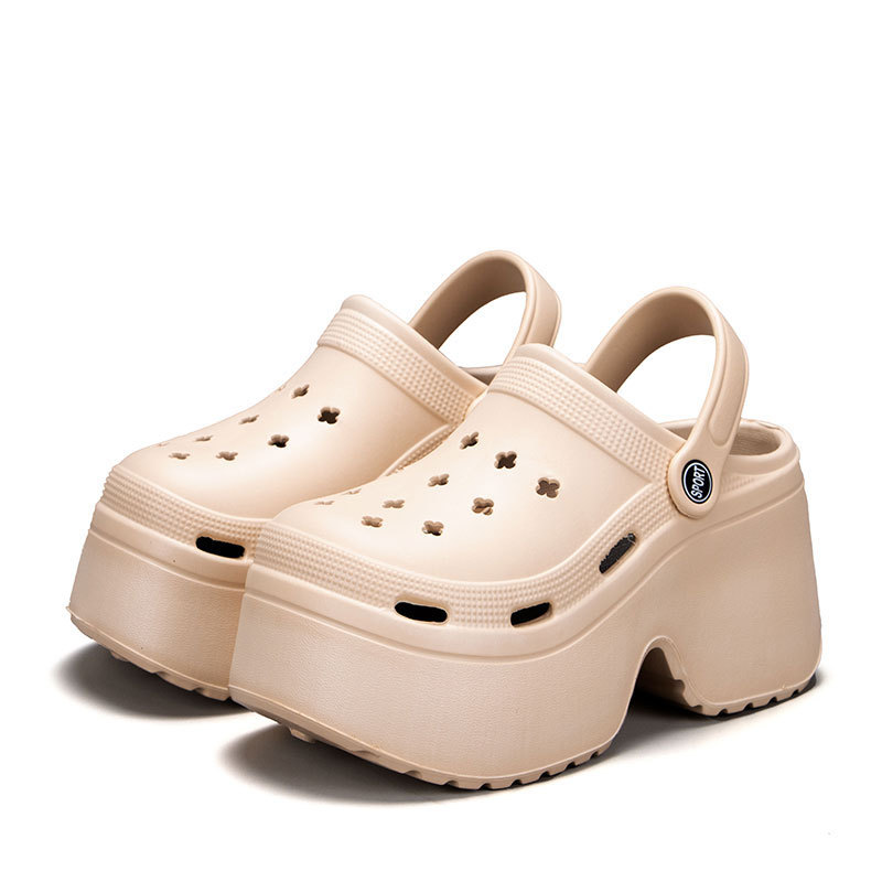 Cave shoes for women in summer, leopard print height increasing thick soled Southeast Asian beach garden shoes, cool slippers for outdoor wear image 5
