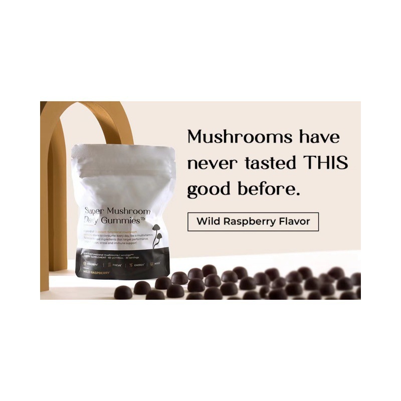 Lifestyle scene of a person enjoying a morning routine with mushroom gummies