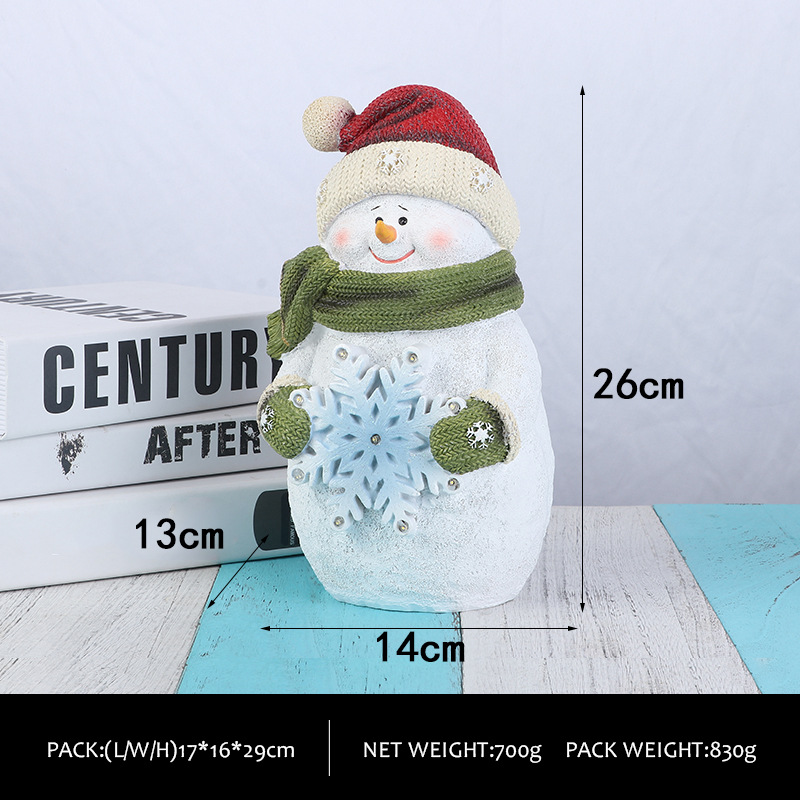 Figurines de Nieve Navideños Decorativos para Escritorio Regalo de Navidad Material de Resina Luces Ambientales Iluminadas