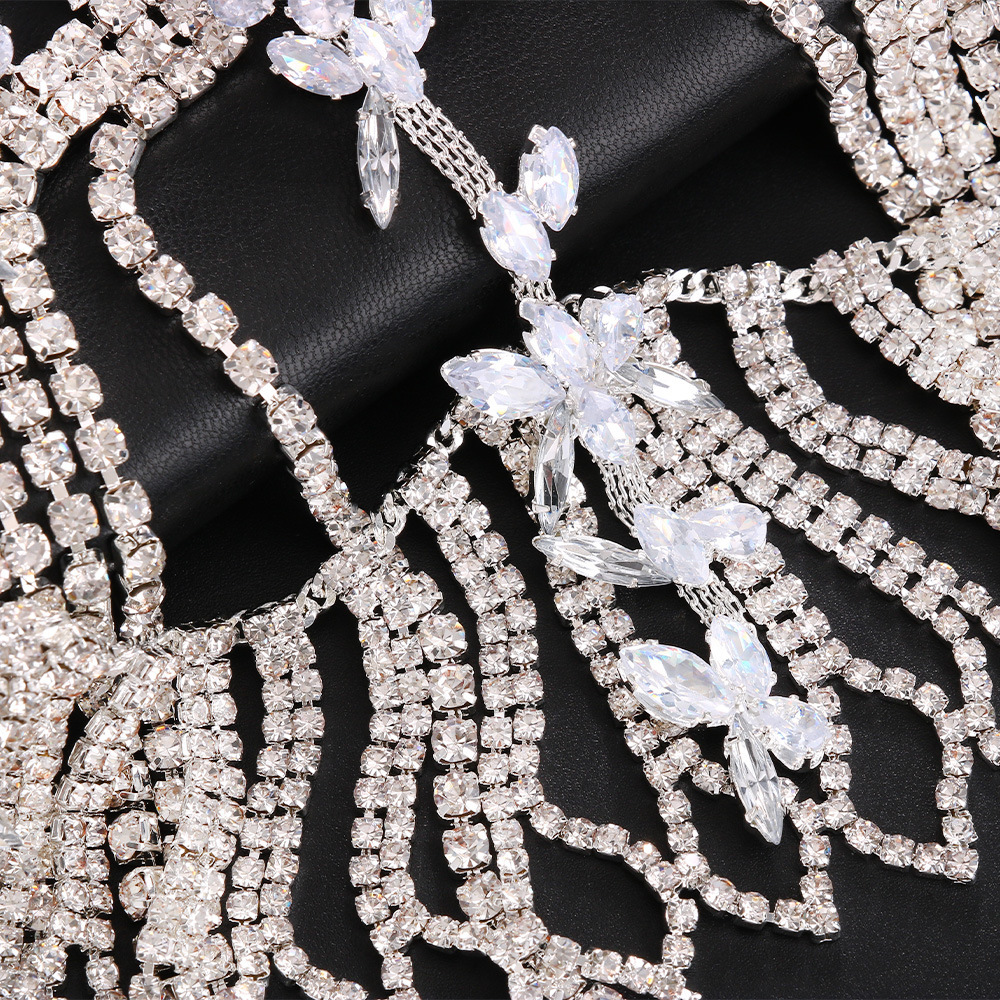 Close-up of reflective leaf crystal embellishments