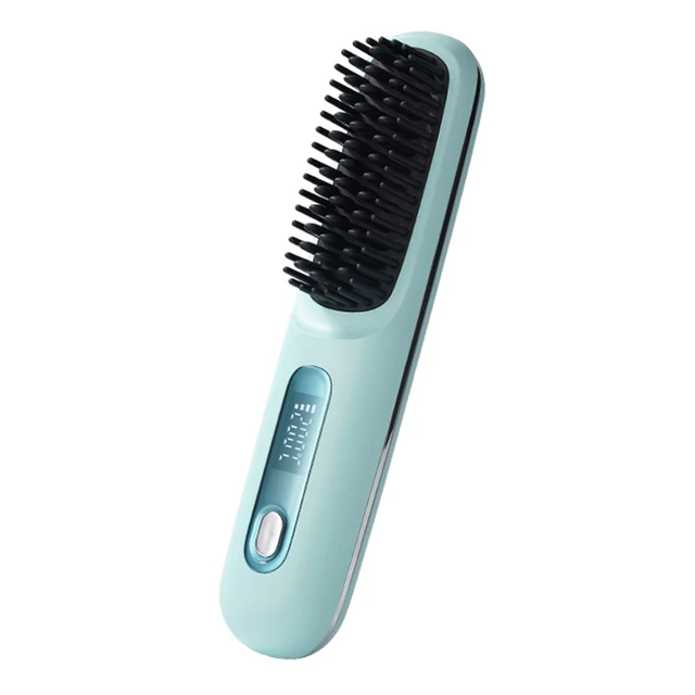 Straightening comb electric rechargeable ceramic portable wireless negative ion non damaging three speed temperature control 160 to 200C 30 minutes usage time 4000mAh battery