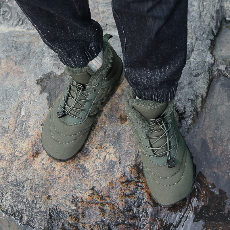 Men's and women's couples outdoor non-slip hiking warm cotton shoes mid-cut wear-resistant plus wool boots cold-resistant hiking shoes image 8