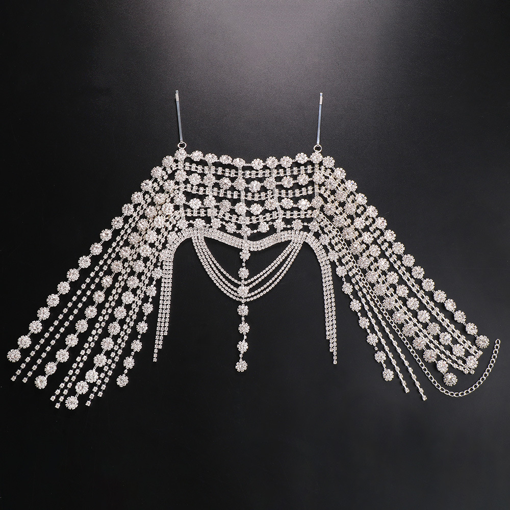 Silver crystal forehead chain with center pendant