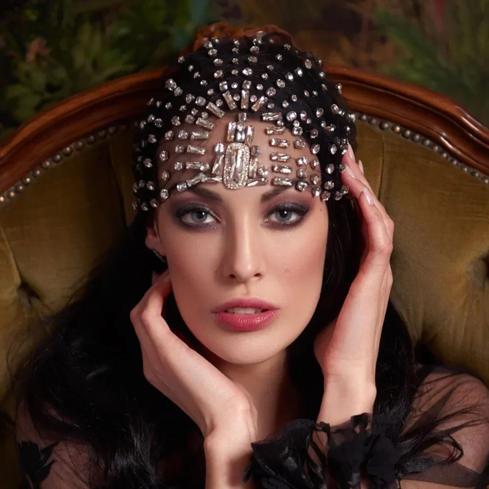 Silver and gold tone rhinestone headpiece styling options