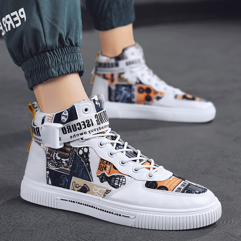 Spring men's trendy shoes, black high top shoes for teenagers, sports shoes for boys, junior high school students, and men's adobe shoes image 8