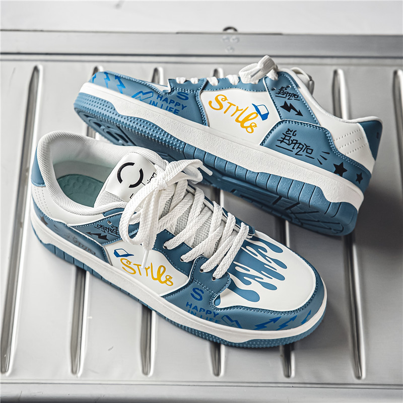 Low cut lace up men's shoes Korean version fashionable color blocked student shoes outdoor niche casual board shoes image 5